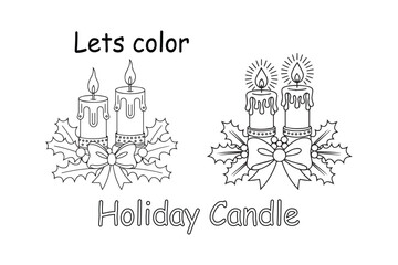 Christmas Holiday Candle Coloring Page &ndash; Festive Printable Decoration Art for Kids