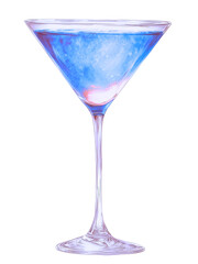 martini glass blue pink 