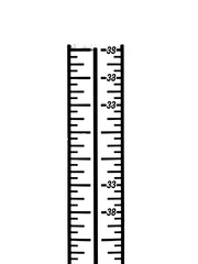 Simple black and white image of a ruler with equal intervals