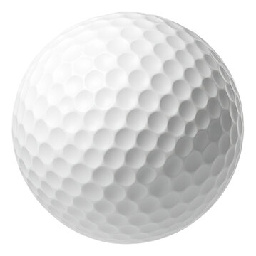 Close-up of a textured golf ball showcasing its dimple pattern on transparent background.
