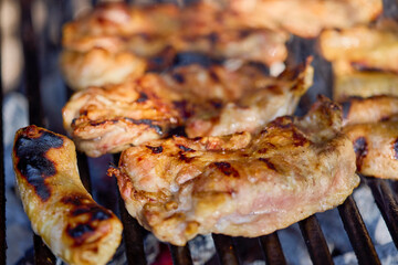 steak meat on a hot grill set to cook