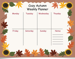 Fototapeta premium Cozy Autumn Weekly planner