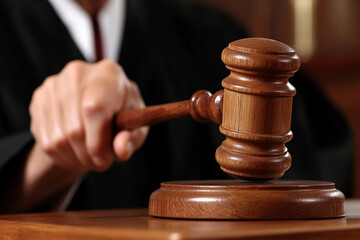 Judge presides over courtroom chaos with firm authority and gavel