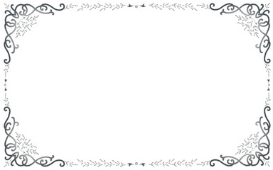 銀色風の手描き装飾枠セット。