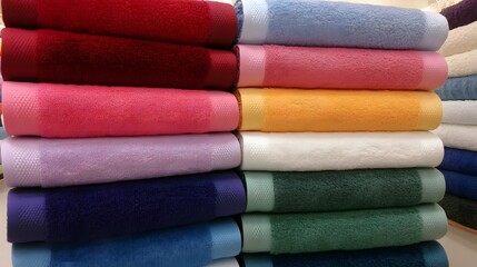 Colorful Stacked Bath Towels Soft Terry Cloth