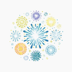 Colorful Fireworks Burst Vector Illustration of Festive Explosions