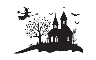 halloween haunted house vector illustration