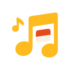 A musical note with an Indonesian flag accent, representing patriotic songs, national anthems, and cultural performances during the independence celebration