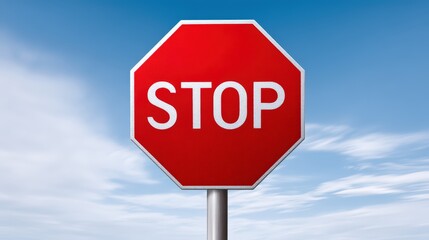 A bright red stop sign with a cigarette crossed out in white, against a blue sky