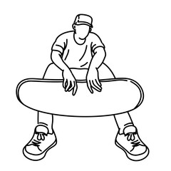 Coloring Line Art of Person Doing Skateboard Trick – Outdoor Sport Illustration for Book and Sticker Design