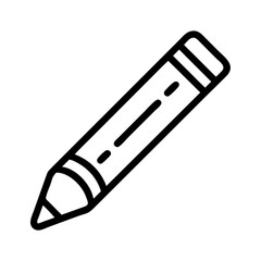 Fototapeta premium Simple black line drawing of a pencil on white background 