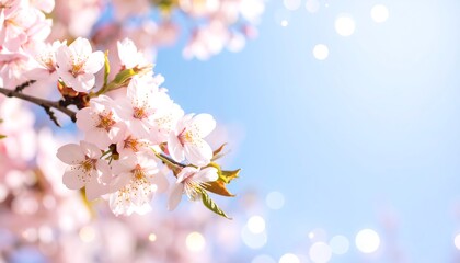 Obraz premium Delicate spring blossoms against a bright sky