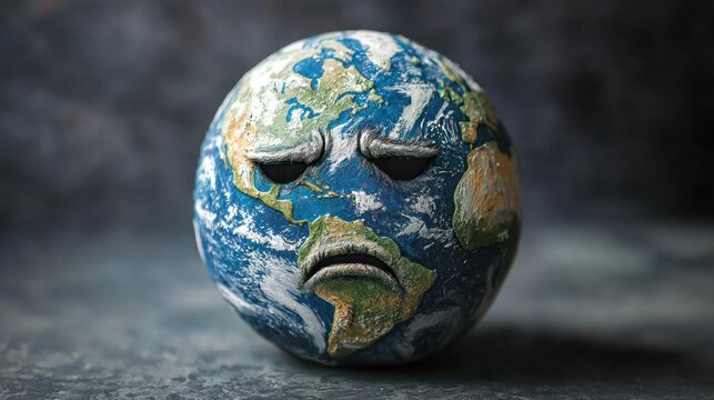 Sad earth globe