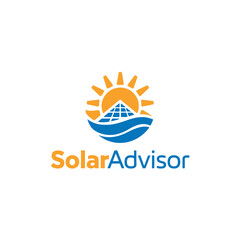 Clean Solar Energy Logo with Sun and Panels, Sustainable Power Icon for Solar Energy Branding