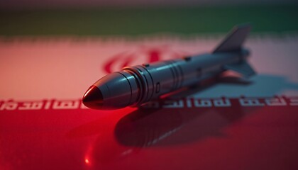 Guided Missile Weaponry on Iranian Flag Military Technology Concept