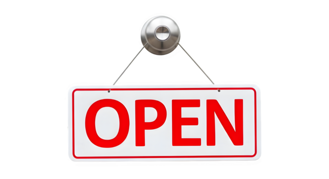 Red Open Sign Hanging on a Door Ready for Business Success and Customer Welcome, transparent background - Powered by Adobe