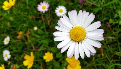 Obraz premium Close-up of a daisy in a grassy field