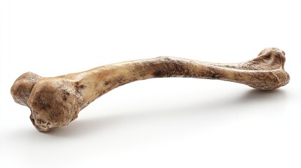 Realistic 3D anatomical rendering of isolated human fibula bone in bent leg context, showcasing structural detail and curvature for medical and educational use