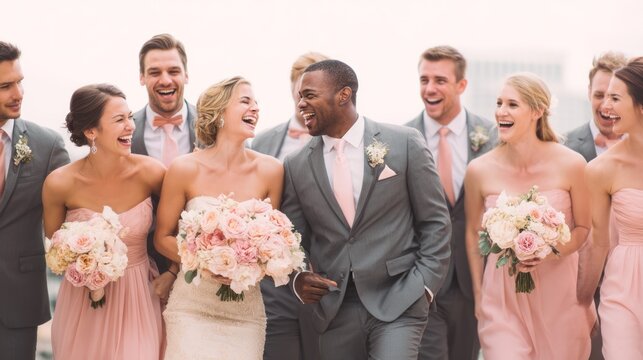 Encourage the wedding party to share a joke or funny story, capturing spontaneous laughter and authentic expressions