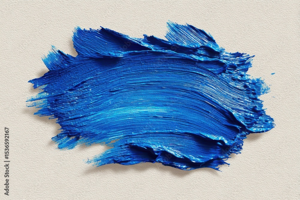 Poster Cobalt Blue Paint Swirl on Canvas, Illustrating Artistic Expression and Creative Texture for Design Projects : Generative AI