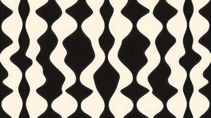 Abstract Black and White Wavy Seamless Pattern