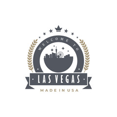 Fun vector retro design of Las Vegas city silhouette suitable for stickers or prints