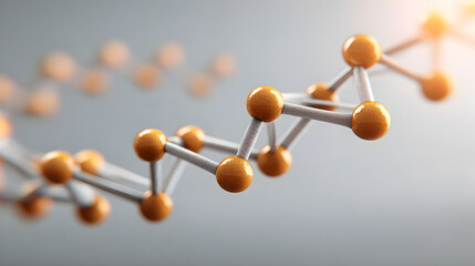 Obraz premium abstract, molecule structure with orange spheres, the connection of molecules in abstract concept. This image is a perfect representation of interconnectedness and the building blocks of life