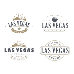Fototapeta premium Fun vector retro design of Las Vegas city silhouette suitable for stickers or prints
