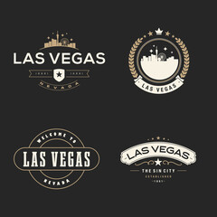 Fun vector retro design of Las Vegas city silhouette suitable for stickers or prints
