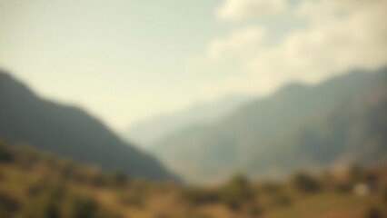 Vintage Mountain Landscape with Blurred Background and Calm Vibe