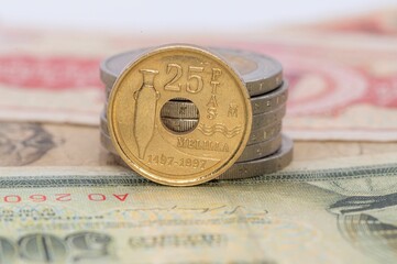 Spanish 25 Pesetas Coins Featuring Melilla