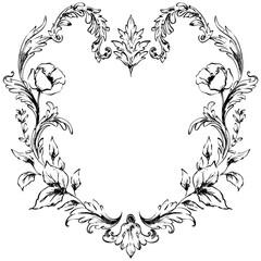 Vintage line art ornamental floral frame