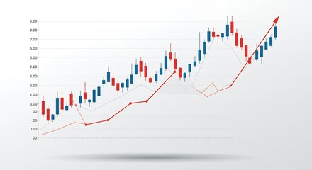 Obraz premium Financial Market Candlestick Chart: Growth and Trend Analysis