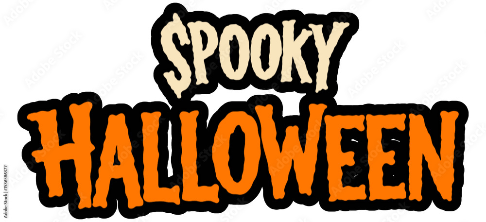 Fototapete the word spooky is rendered in a light, almost bone-colored font with jagged edges, giving it a play