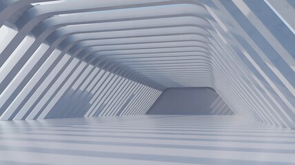 White Architectural Tunnel with Unique Lighting and Surface Design