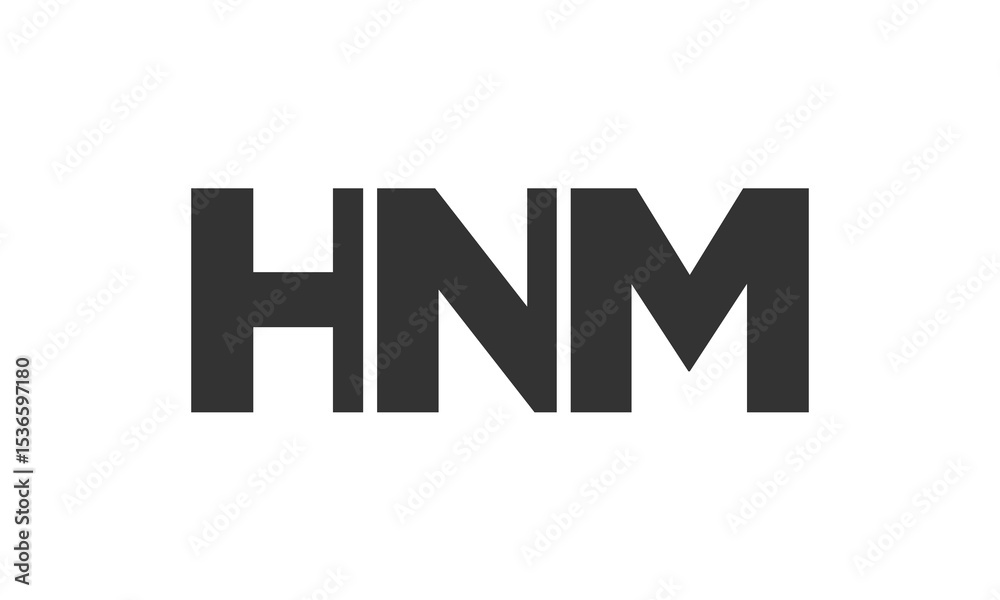 Poster hnm logo design template with strong and modern bold text. initial based vector logotype featuring s