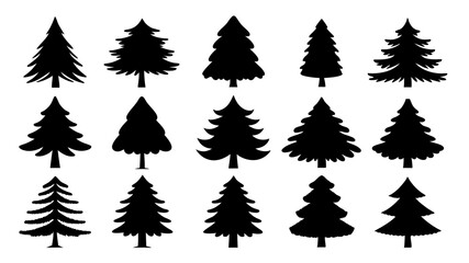 Obraz premium set of xmas tree silhouette vector on tranparent background