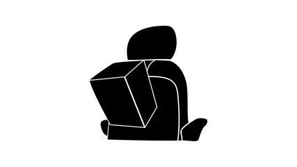 Car Garbage Bag  , Black Isolated Silhouette