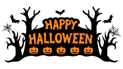 Happy Halloween typography with flying bats vector. © Rani