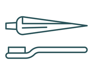 Clean line icon of toothpaste and toothbrush.  Symbolizes oral hygiene, health, and daily routine.  Ideal for healthcare, wellness, or dental themes, minimal designs.
