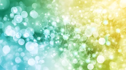 Abstract Green Yellow Bokeh Network Connection Background