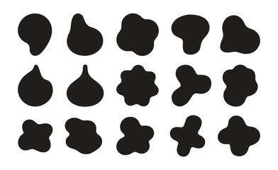 Black abstract blob shape set isolated on white background
