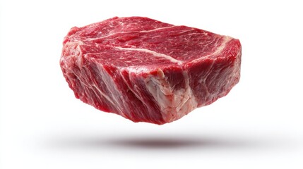 Obraz premium Raw Chuck Roast Cut Floating on White, Showcasing Quality Meat and Culinary Excellence for Food Bloggers : Generative AI