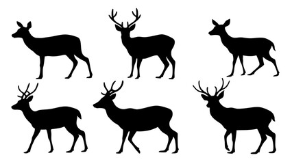 set of deer silhouette design vector art illustration