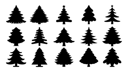 Obraz premium set of xmas tree silhouette vector on tranparent background