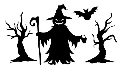Silhouettes ghost monster character halloween