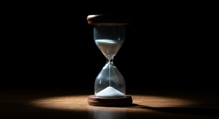Hourglass Timing Sand Against Dark Background Illustrating Passage of Time