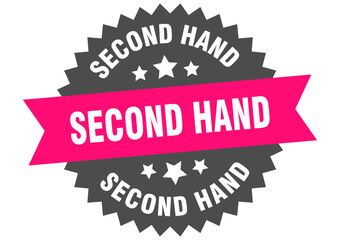 second hand. second hand round pink label isolated on transparent background