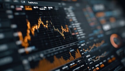 Financial Data on a Screen Showing Market Downturn, Representing Investment Risk and Economic Uncertainty in Global Finance : Generative AI