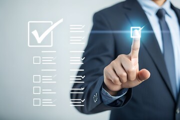 Interactive Workflow Progress and Achievement. Professional Using Digital Check Mark System to Track Task Completion. Success, and Innovative Task Management Solutions